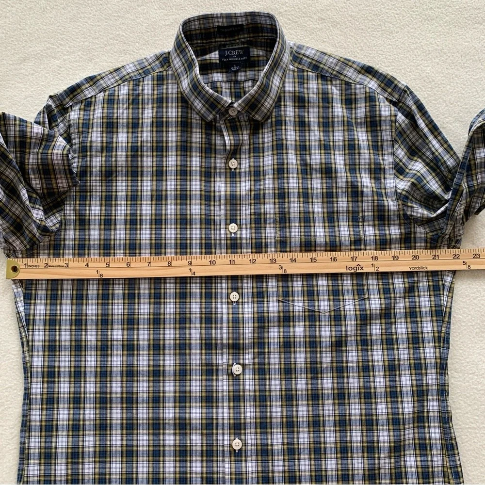 J.Crew Thompson Flex Wrinkle Free‎ Shirt Mens Long Sleeve Plaid Blue L 16-16.5